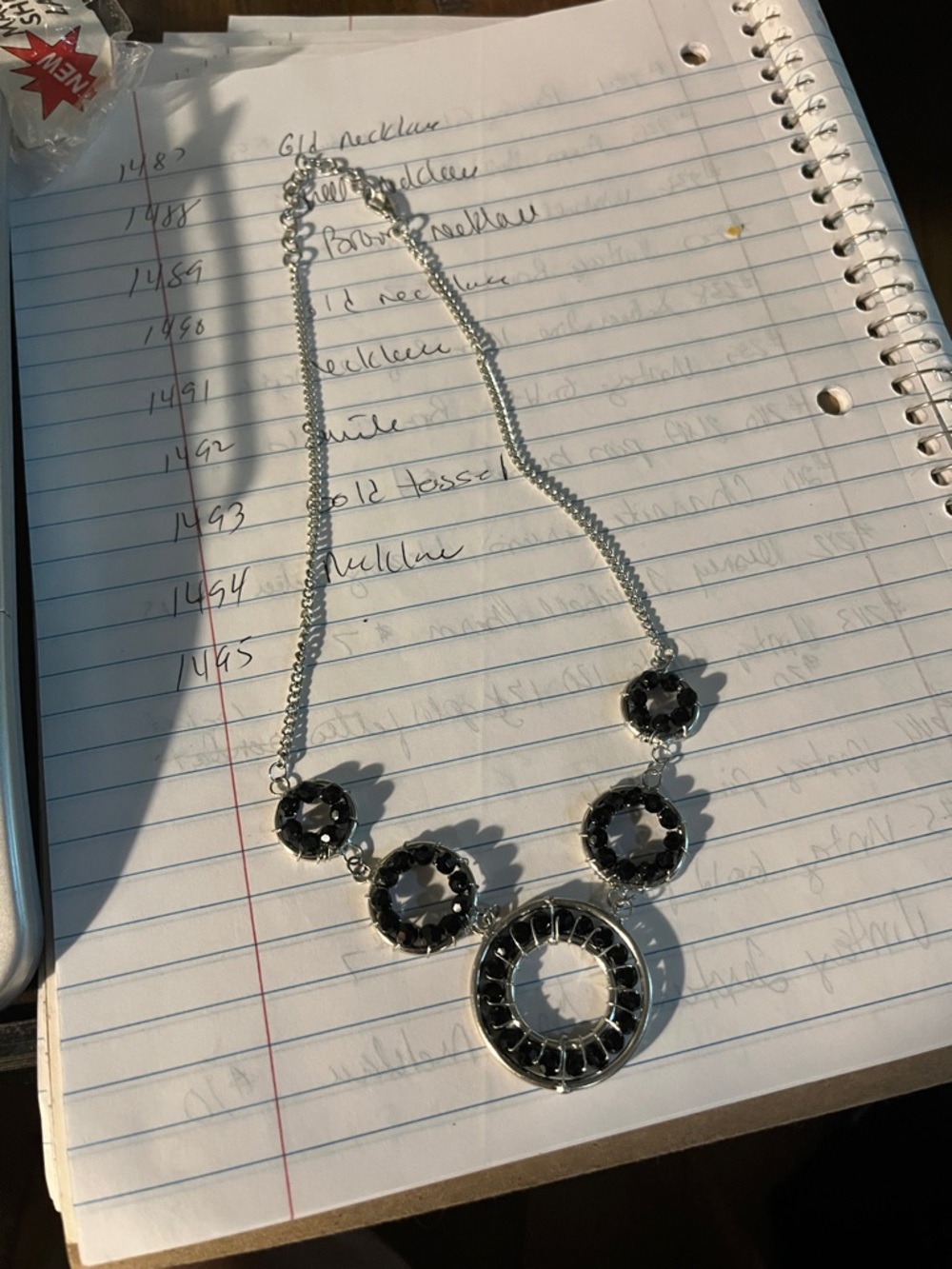 Silver-Tone Black Crystal Statement Necklace 1495